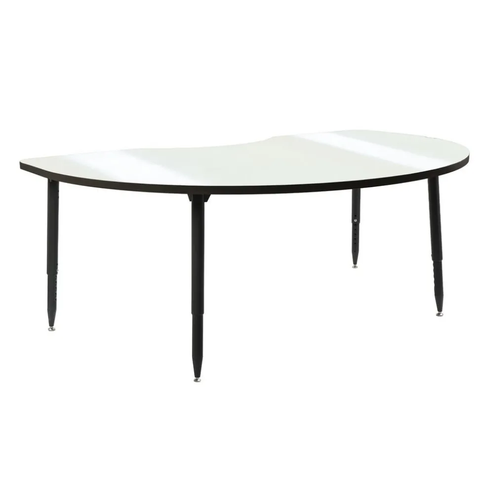 Adapte 48" x 72" Kidney Dry-Erase Activity Table with Adjustable Tapered Legs - Whiteboard/Black