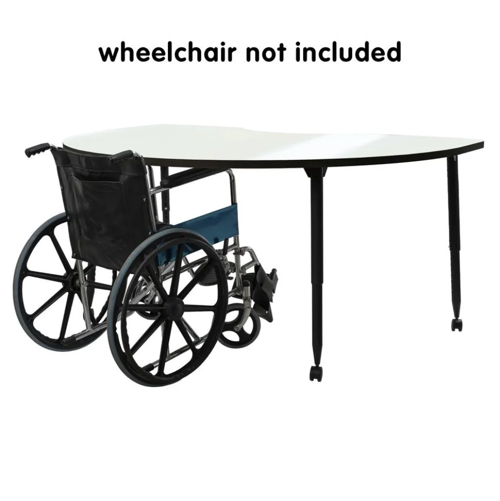 Adapte 48" x 72" Kidney Dry-Erase Activity Table with Adjustable Tapered Legs - Whiteboard/Black