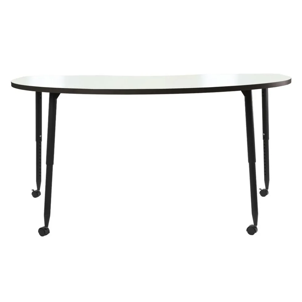 Adapte 48" x 72" Kidney Dry-Erase Activity Table with Adjustable Tapered Legs - Whiteboard/Black