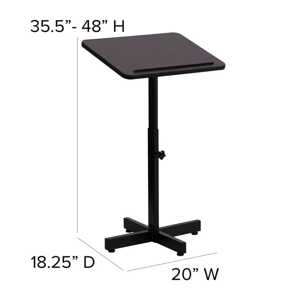 Adjustable Height Mahogany Metal Lectern
