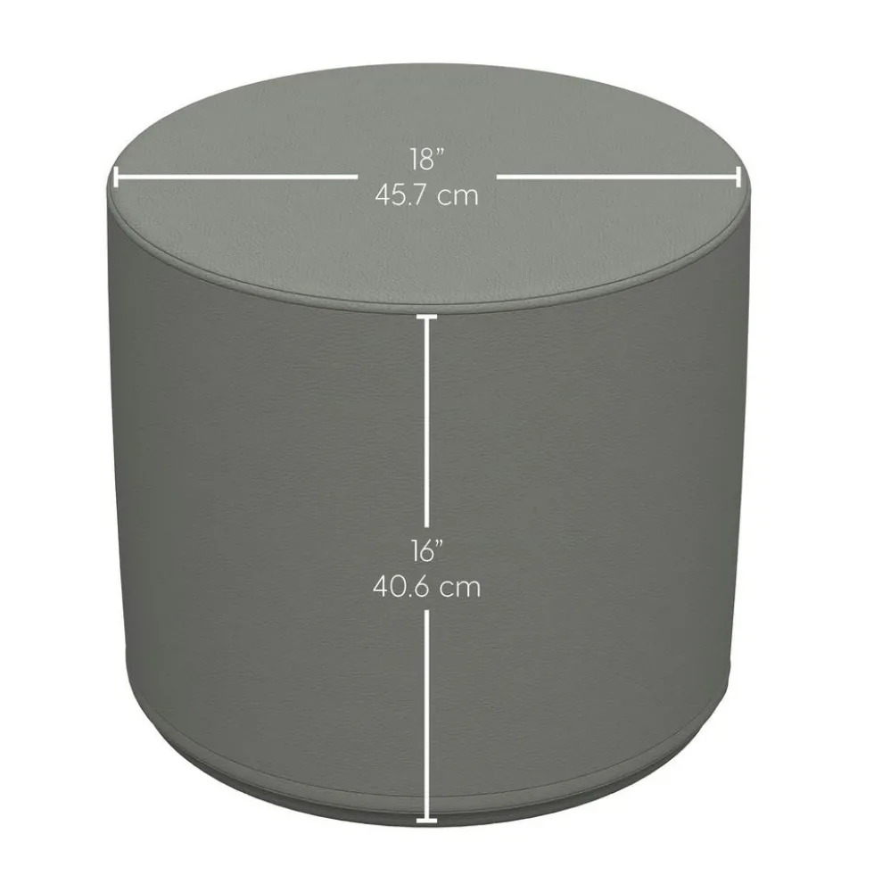 Adult SoftScape 18" Round Ottoman 16" Height, 2-Piece - Emerald/Gray