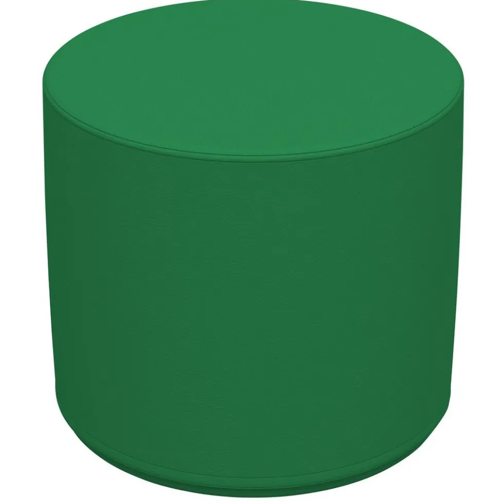 Adult SoftScape 18" Round Ottoman 16" Height, 2-Piece - Emerald/Gray