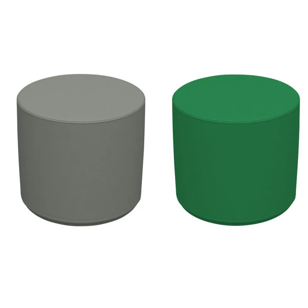 Adult SoftScape 18" Round Ottoman 16" Height, 2-Piece - Emerald/Gray