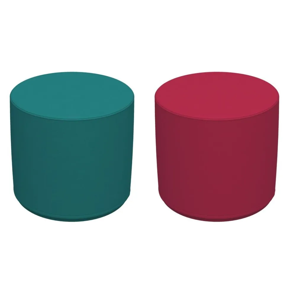 Adult SoftScape 18" Round Ottoman 16" Height, 2-Piece - Teal/Raspberry