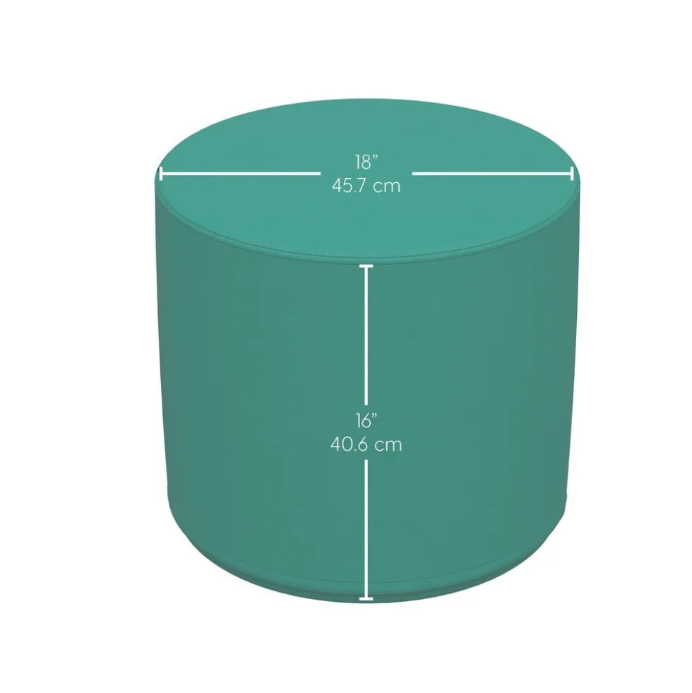 Adult SoftScape 18" Round Ottoman 16" Height, 2-Piece - French Blue/Turquoise