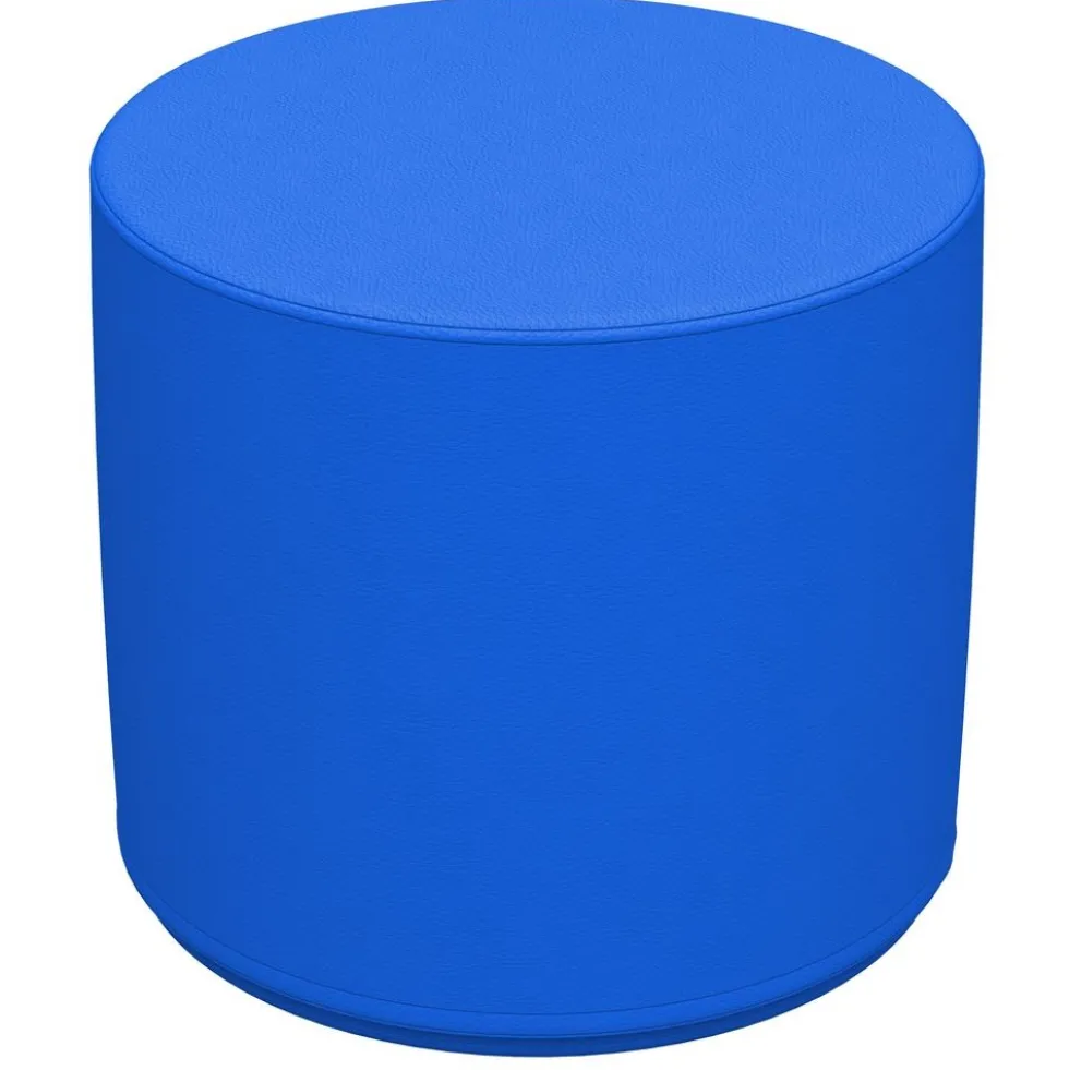 Adult SoftScape 18" Round Ottoman 16" Height, 2-Piece - French Blue/Turquoise