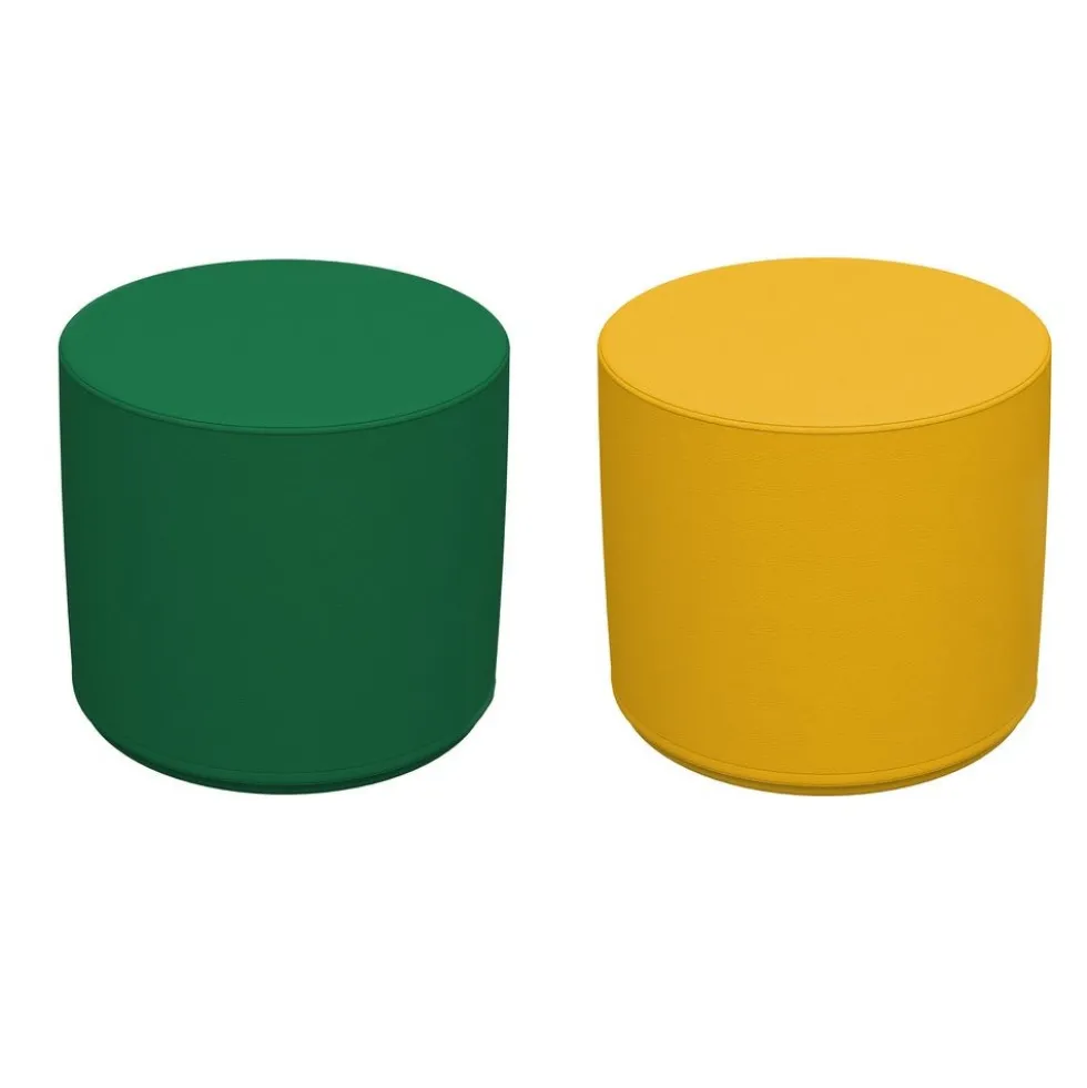 Adult SoftScape 18" Round Ottoman 16" Height, 2-Piece - Green/Yellow