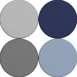 Adult SoftScape 18" Round Ottoman 16" Height, 4-Piece - Navy/Powder Blue