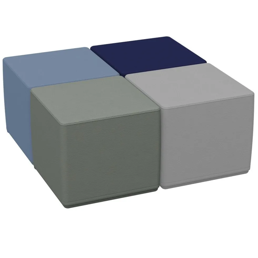 Adult SoftScape 18" Square Ottoman 16" Height, 4-Piece - Navy/Powder Blue