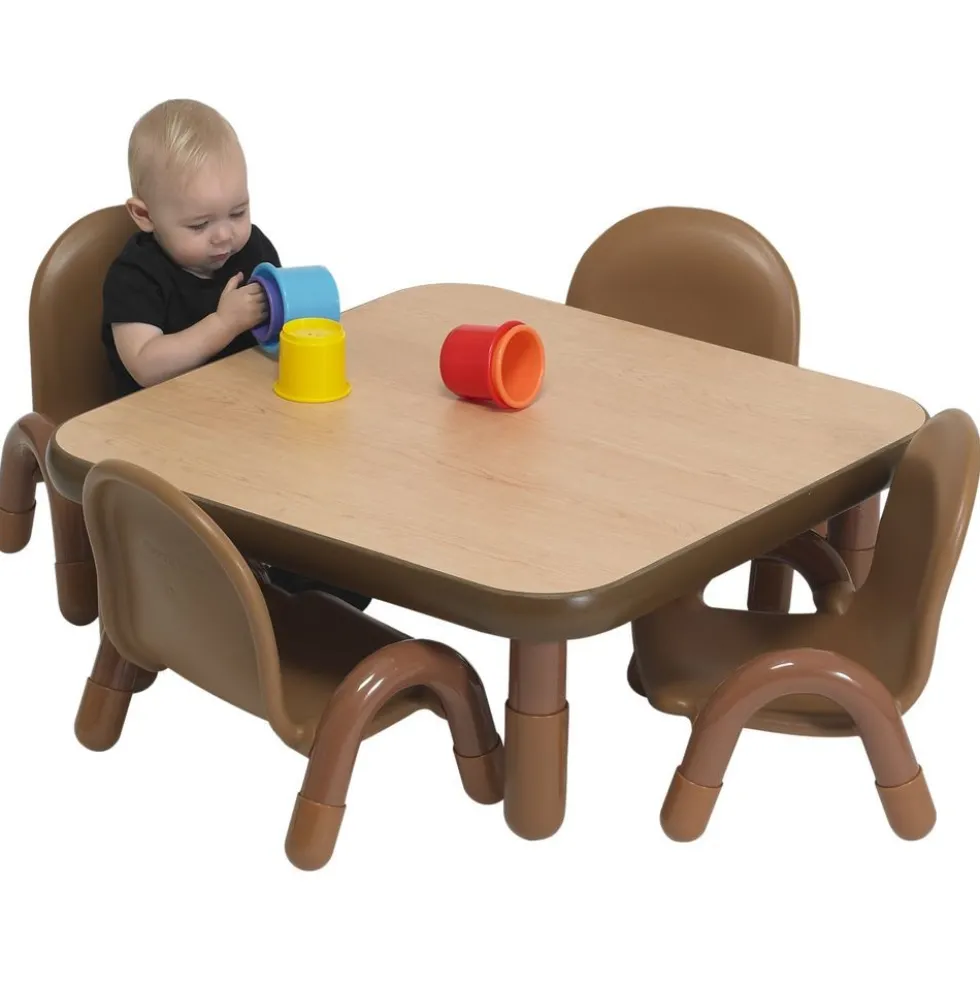 Angeles® BaseLine® 30" x 30" Square Toddler Table & Chair Set - Natural