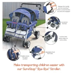 Angeles® SureStop™ Folding Commercial Bye-Bye® Stroller - 4 Passenger