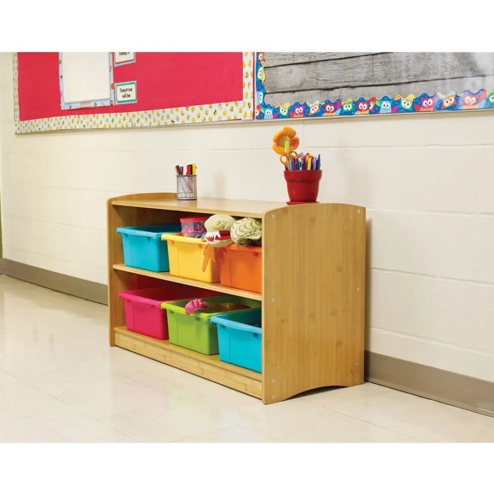 Bamboo Shelving Unit with 6 Large Tubs- Vibrant Combo