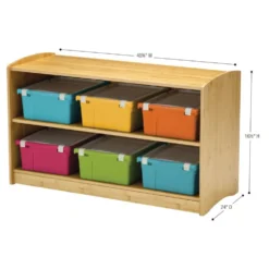Bamboo Shelving Unit with 6 Large Tubs- Vibrant Combo