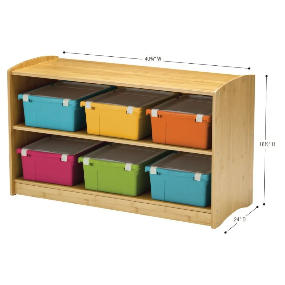 Bamboo Shelving Unit with 6 Large Tubs- Vibrant Combo