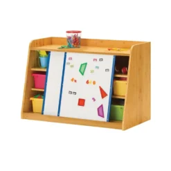 Bamboo Write and Store Shelf with 2 boards and 4 Tubs- Vibrant Combo