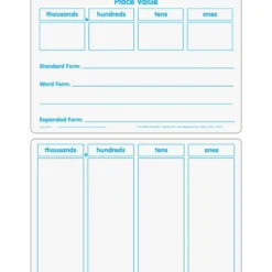 Basic Place Value Dry Erase Boards - 6 boards