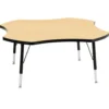 Berries® 48" Four Leaf Activity Table, 15" - 24" Leg Height - Maple/Black