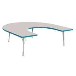 Berries® 60" x 66" Horseshoe Activity Table, 15" - 24" - Teal