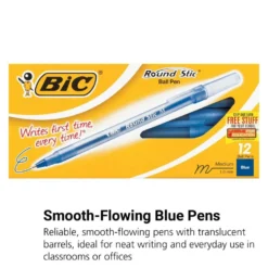 Bic® Round Stic® Blue Medium Point Pens - Set of 12