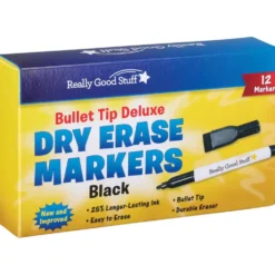 Black Bullet Tip Deluxe Dry Erase Markers - 12 markers