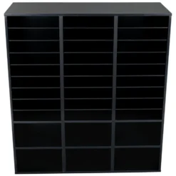 Black 27-Slot Mail And Supplies Center With 27 Trays, 6 Cubbies, And Baskets Grouping - 1 mail center, 27 trays, 6 baskets