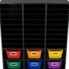 Black 27-Slot Mail And Supplies Center With 6 Cubbies And Baskets 6 Colors