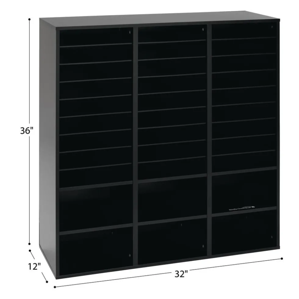 Black 27-Slot Mail And Supplies Center With 6 Cubbies And Baskets 6 Colors