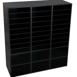 Black 27-Slot Mail And Supplies Center With 6 Cubbies And Baskets 6 Colors