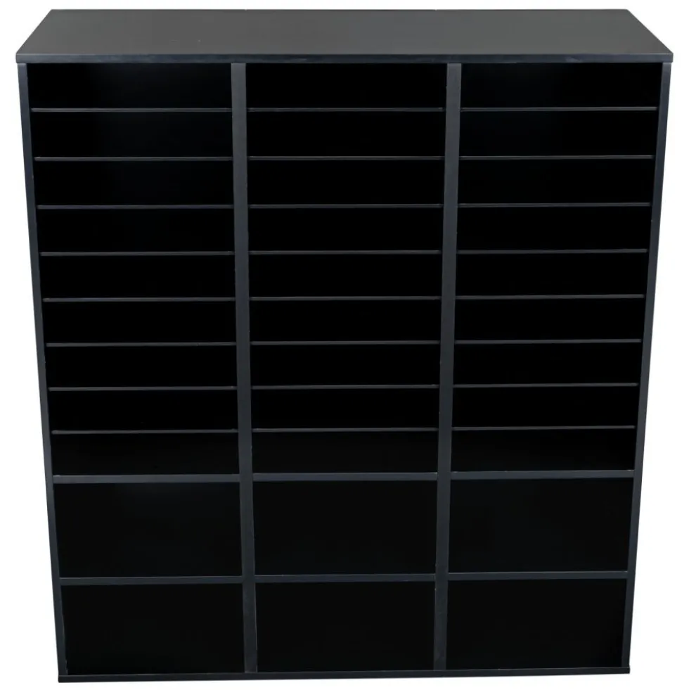 Black 27-Slot Mail And Supplies Center With 6 Cubbies And Baskets 6 Colors