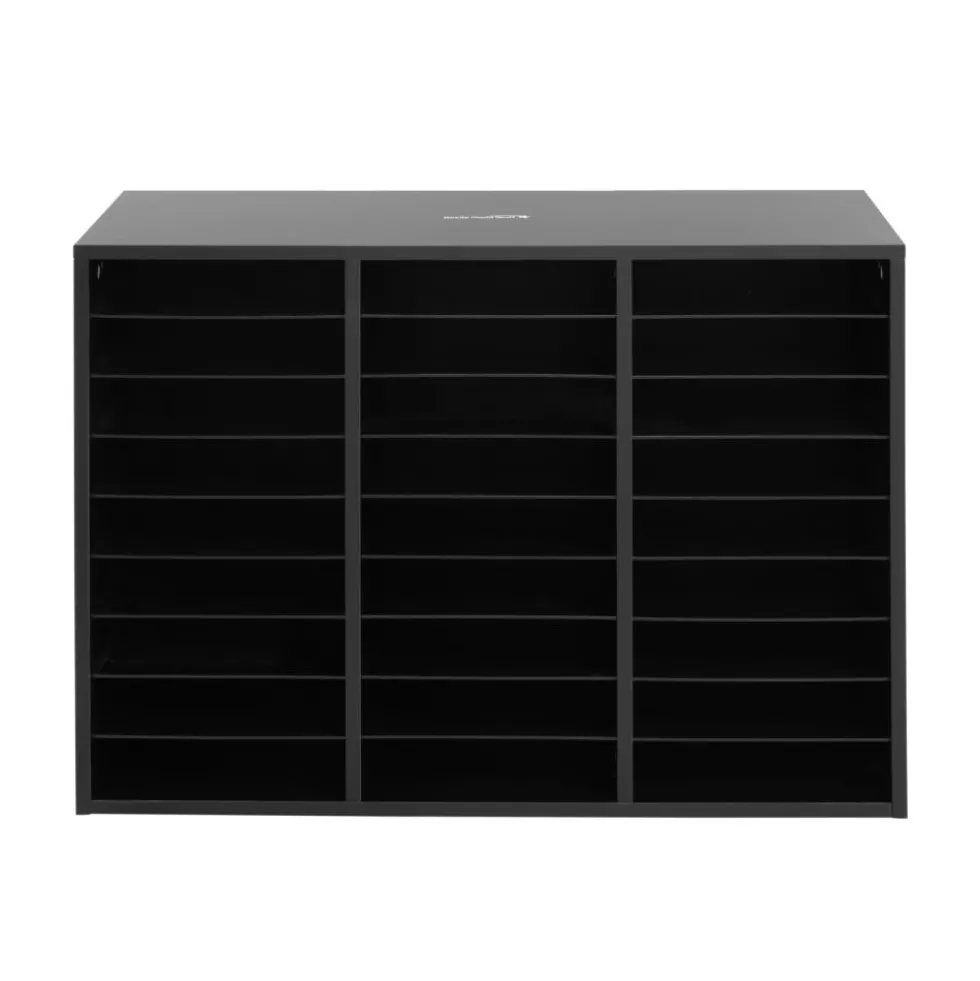 Black 27-Slot Mail Center With Trays - 6-Color Grouping