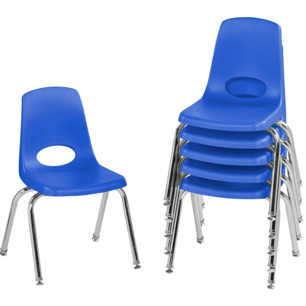 14" Blue Stack Chair with Swivel Glides - 6 Pack