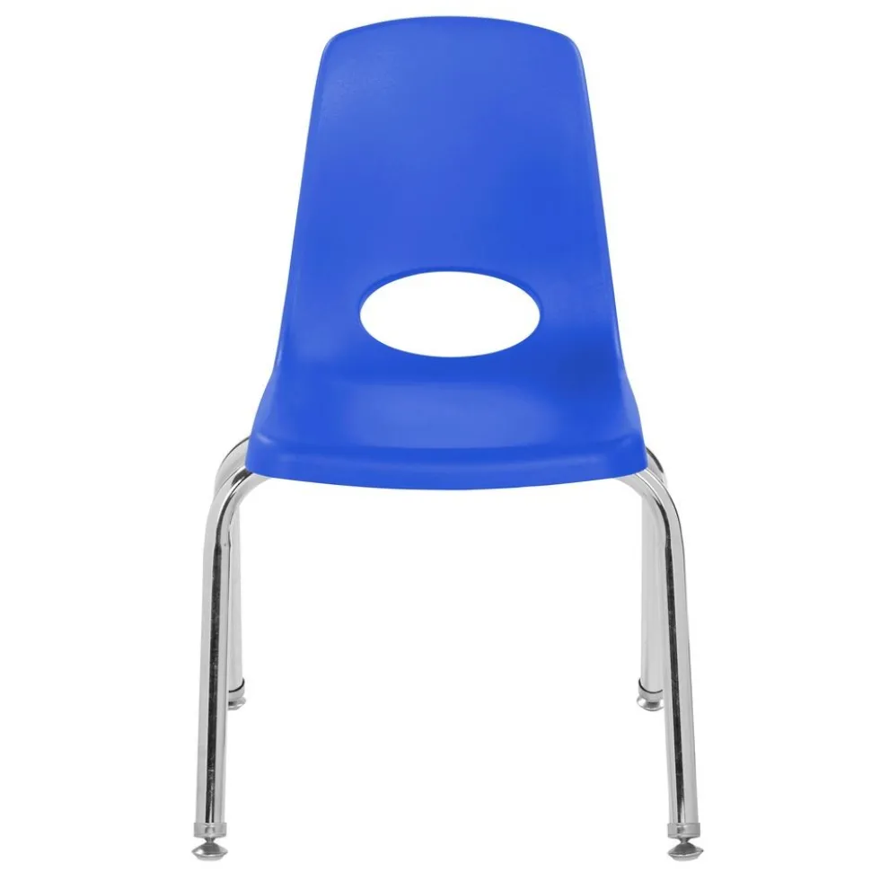 14" Blue Stack Chair with Swivel Glides - 6 Pack