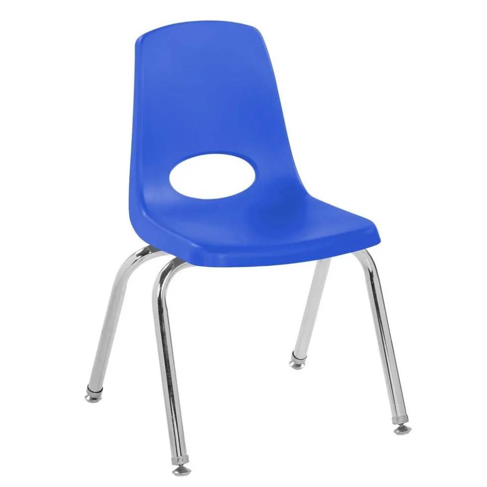14" Blue Stack Chair with Swivel Glides - 6 Pack