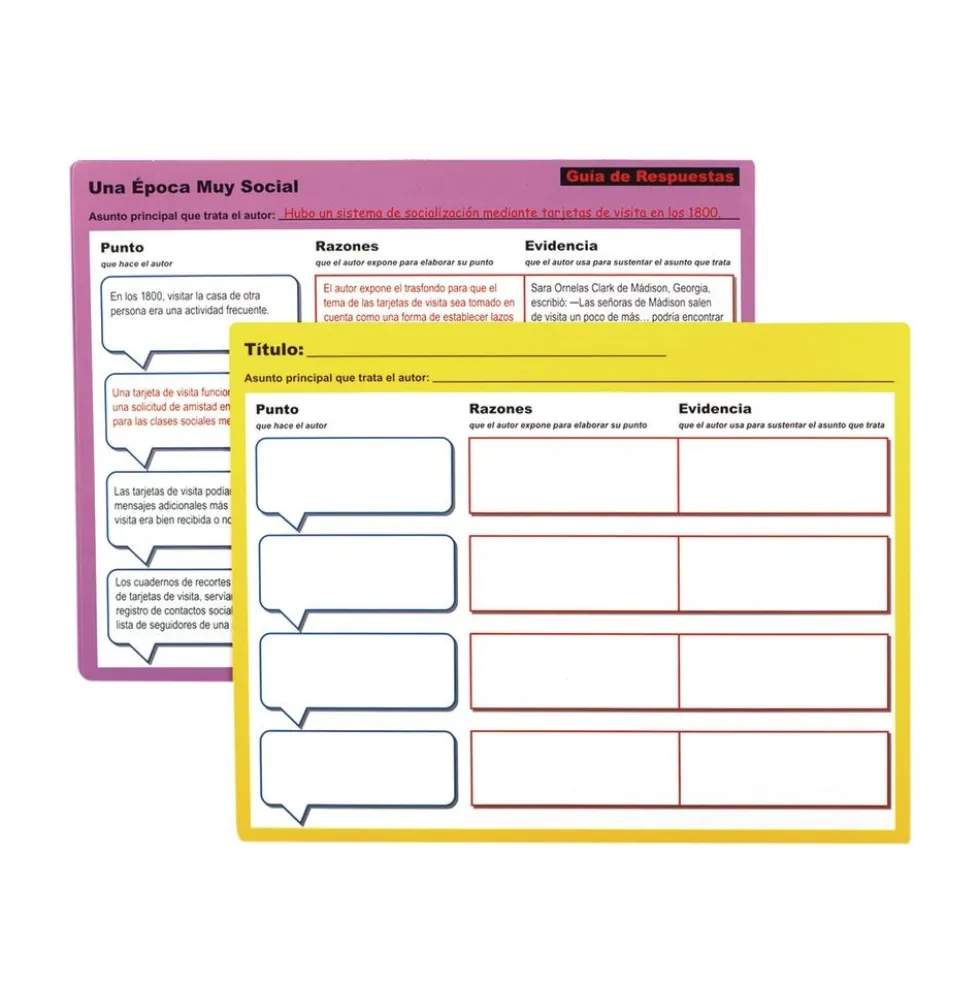 Centro de Aprendizaje: Evidencia, Razones, Puntos y Asuntos del Autor (Spanish Author''s Points, Reasons, and Evidence Literacy Center)