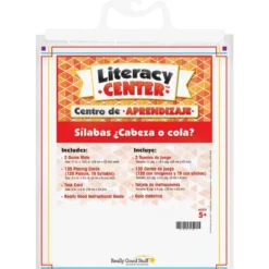 Centro de aprendizaje™: Grades K-1 Sílabas ¿Cabeza O Cola? (Spanish Syllables Head Or Tail?) - 1 literacy center
