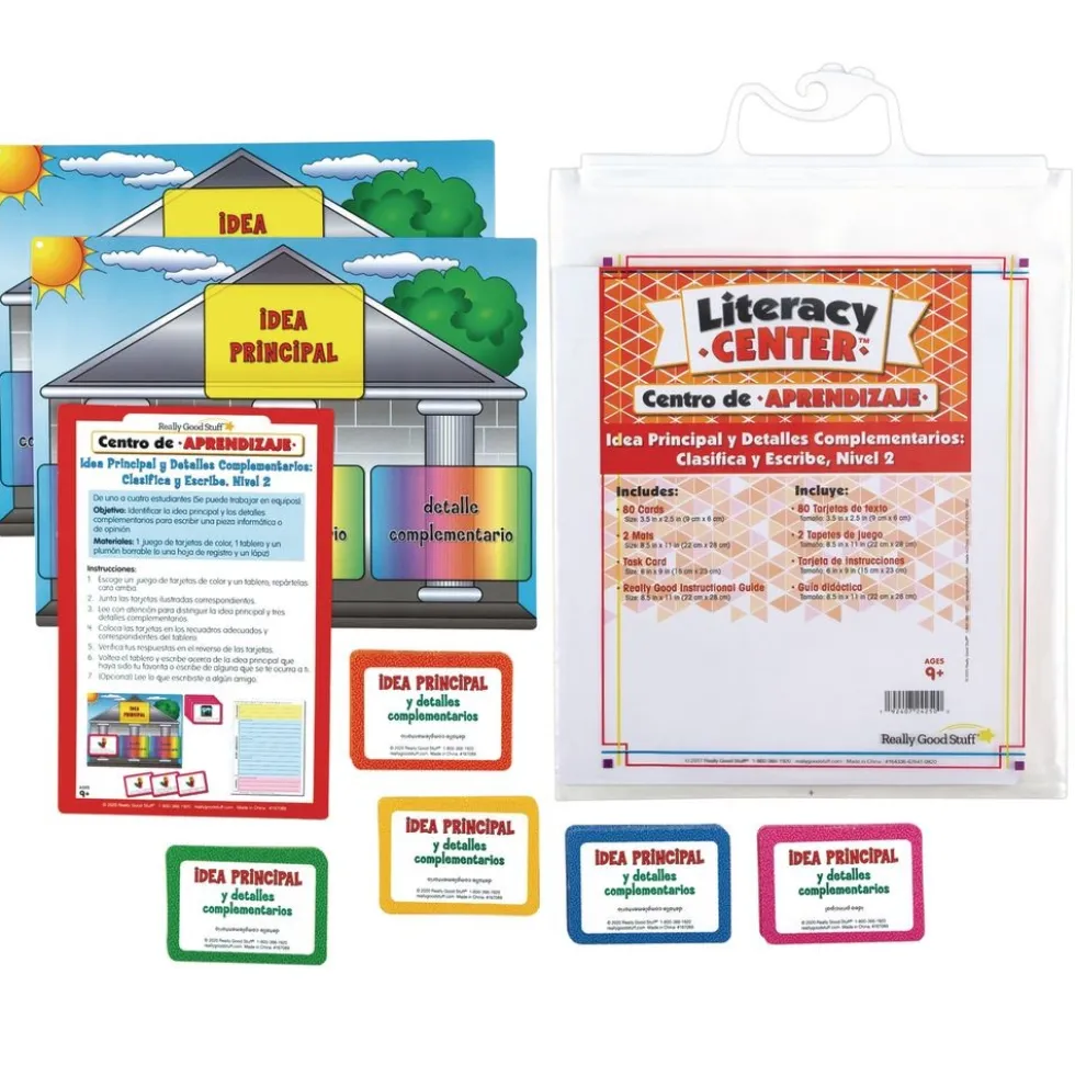 Centro de Aprendizaje: Idea Principal y Detalles Complementarios: Grades 4-5 Clasifica y Escribe, Nivel 2 (Spanish Main Idea and Supporting Details Sort and Write Level 2 Literacy Center)