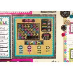 Chalkboard Brights Calendar Bulletin Board Display - 84-piece set