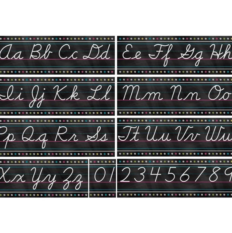 Chalkboard Brights Cursive Writing Bulletin Board Display Set - 9 pieces