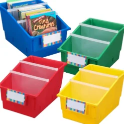 Chapter Book Library Bins™ With Dividers - Primary - 4 bins with dividers