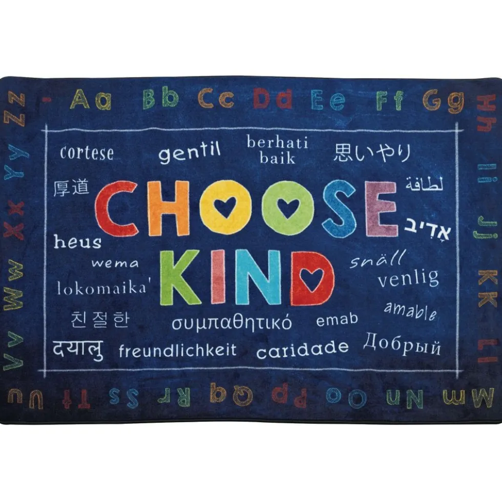 Choose Kind Blue 6' x 9' Rectangle Pixel Perfect Carpet