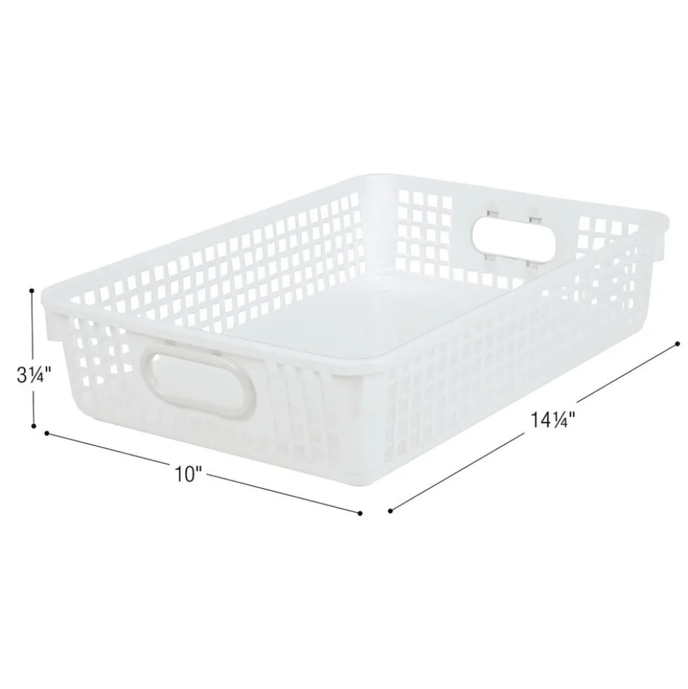 Classroom Paper Baskets with White Handles, Set of 6 - Neon Pop
