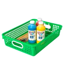 Classroom Paper Baskets with White Handles, Set of 6 - Neon Pop