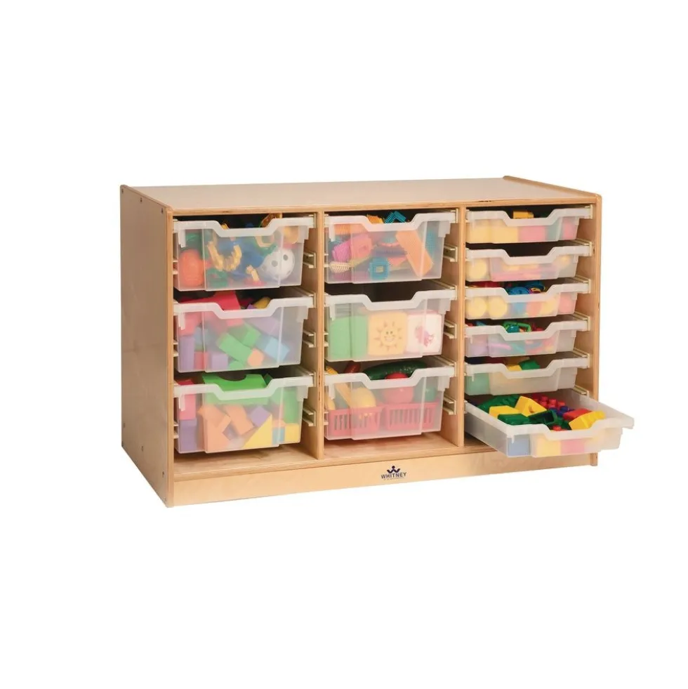 Clear Tray Rolling 3-Wide Column Cabinet