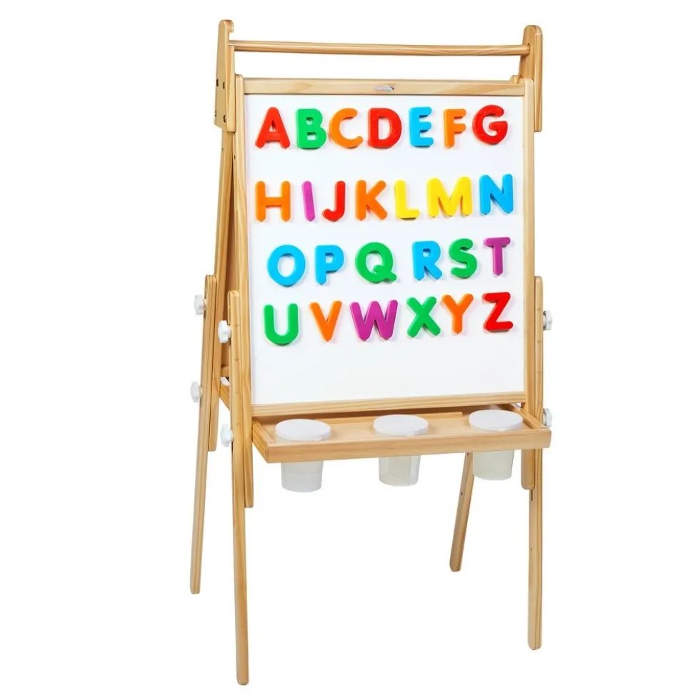 Colorations® All in One Wooden Adjustable Easel with Markers & Bonus Chalk