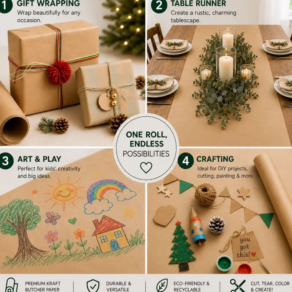 Colorations® Brown Kraft Paper Roll, 36" x 200 ft, 50 lb Heavyweight Craft Paper - Bulletin Board, Drawing, Wrapping & Art Projects