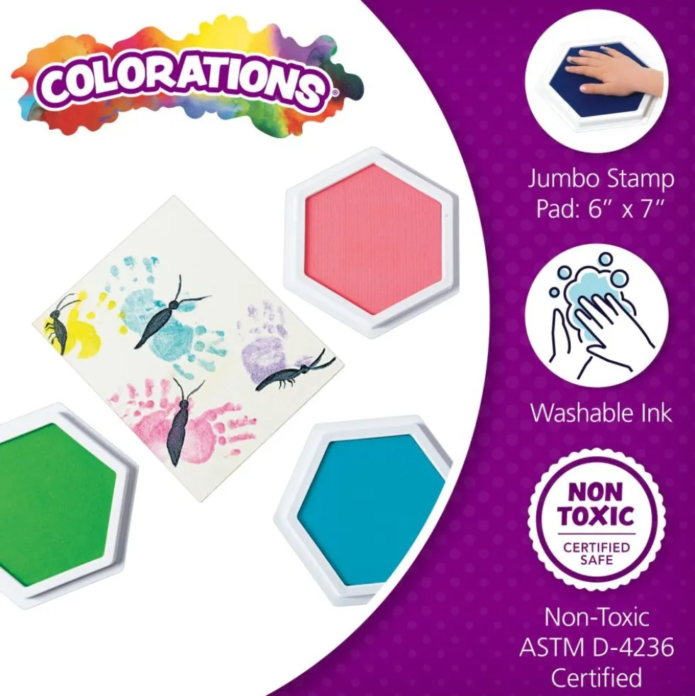 Colorations® Candy Colors Jumbo Washable Stamp Pads - Set of 6