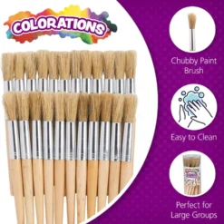 Colorations® Classic Wooden Chubby Brushes - Set of 24