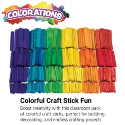 Colorations® Colored Craft Sticks Classroom Pack - 1,200 Pieces