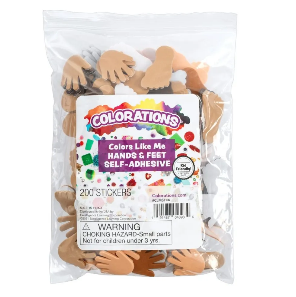 Colorations® Colors Like Me® Self Adhesive Hands & Feet Foam Stickers - 200pc