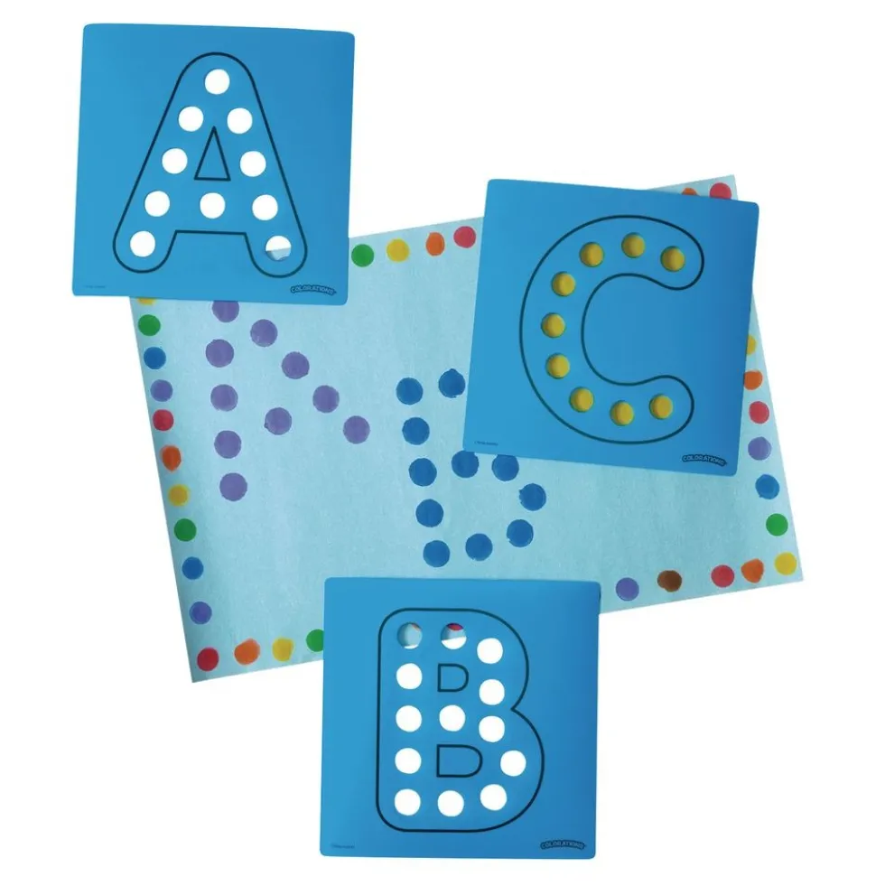 Colorations® Dabber Dot Stencil Set Upper Case Alphabet, 26 Piece Stencil Set